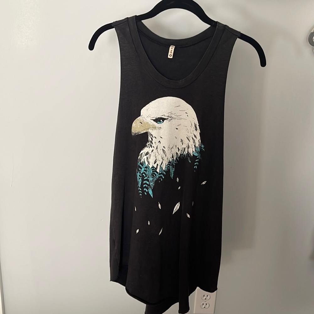 Emma & Sam Sleeveless Cutoff Tank Eagle sz M Black